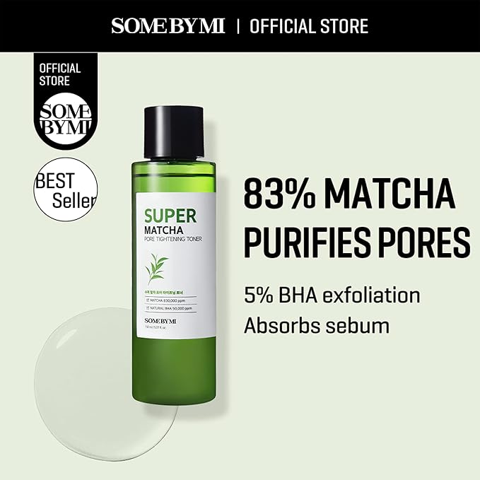 SOME BY MI Super Matcha Pore Tightening Toner - 5.07Oz, 150ml - Made from Matcha Extracts for Sensitive Skin - Skin Moisturizing and Purifying - Blackheads, Sebum and Pore Care - Korean Skin Care