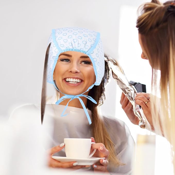 30Pcs Hair Highlight Cap Kit, Salon Hair Coloring Dye Cap Highlight Tipping Cap with Plastic Hooks for Salon Home (Blue)