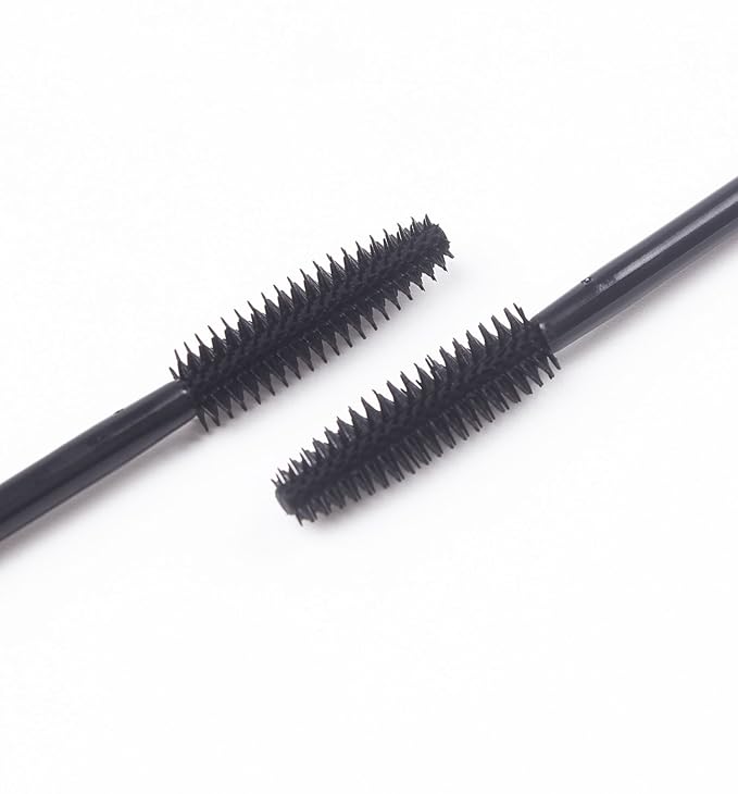 BIHRTC Pack of 100 One-Off Disposable Silicone Eyelash Mascara Brushes Wands Applicator Eyebrow Brush Makeup Tool Kit Set (Tower Shape - Black)