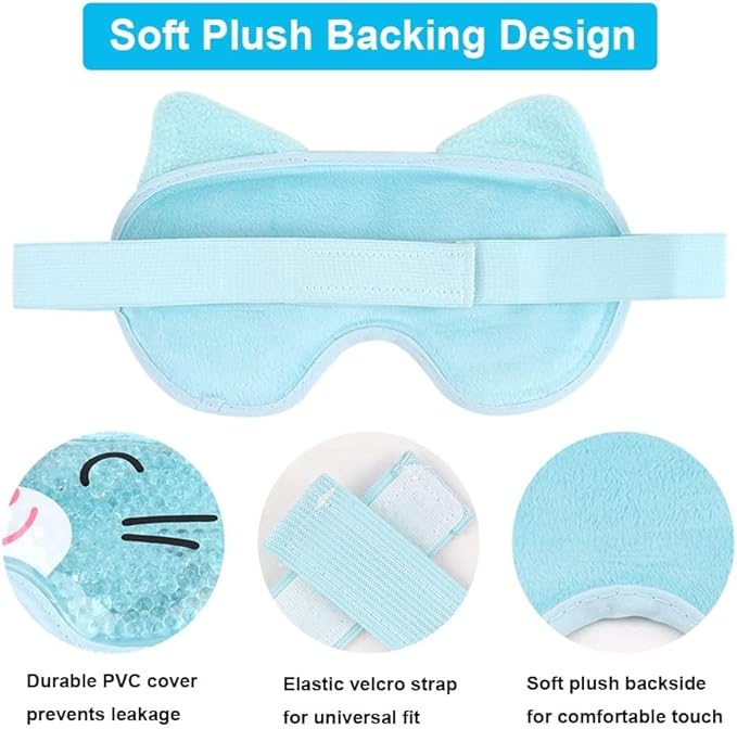 NEWGO Kids Ice Pack Eye Mask Cold Compress Reusable Hot Cold Therapy Gel Eye Mask with Soft Plush Backing