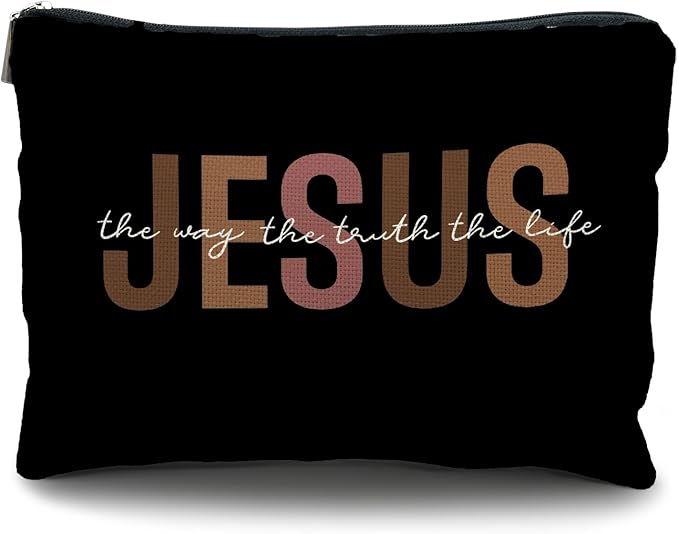 christian makeup bag,jesus cosmetic bag,christian gifts for women girl,Christian Gift bags,christian gifts for women,Inspirational Gifts for Women girls,Bible Verse cosmetic bag（Jesus-1）