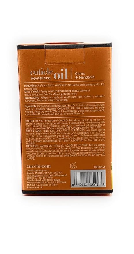 Cuccio Naturale Citrus & Mandarin Revitalizing Cuticle Oil, Lightweight Fast-Absorbing Hydrating Nail & Cuticle Conditioner, Cold-Pressed Oils + Vitamin E, 2.30 Fl Oz