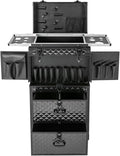 Lockable Makeup Train Case,33.07lbs Rolling Hairdressing Trolley,Beauty Salon Cosmetic Luggage with Universal Wheels for Hair Stylist,Make-up Artists (Black 3)
