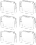 Tergy 6 Packs Clear Cosmetics Bags for Women Men Waterproof Toiletry Bags PVC Makeup Bags Organizer Case with Zipper for Travel Bathroom (6 White Colors)