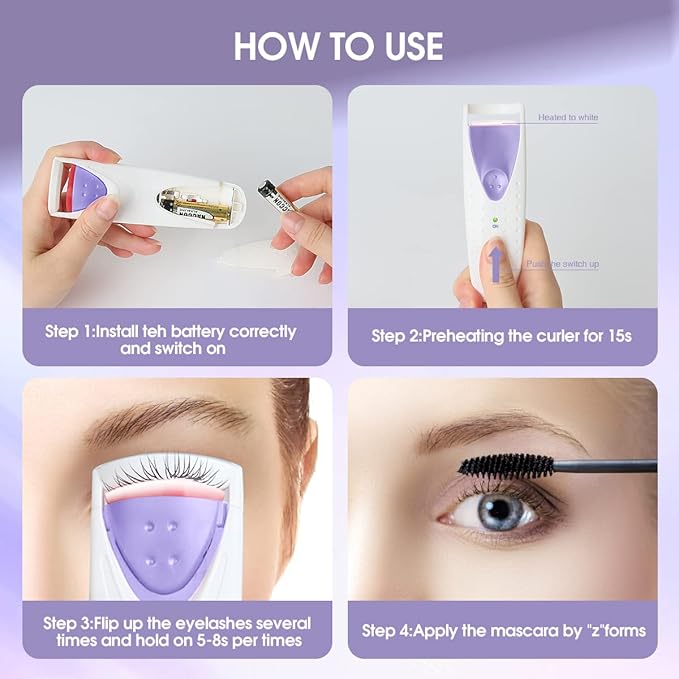 TOUCHBeauty Professional Heated Eyelash Curler with Silicone Refill Pad Curling Tool for Women Long Lasting Eyelashes TB-2003B