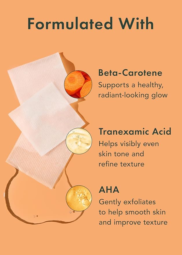 Rael Toner Pads, Cotton Pad for Face – Dual Textured, Exfoliating and Soothing with Carotene, Niacinamide, Hyaluronic Acid, Hydrating, Korean Skin Care (70 Count)