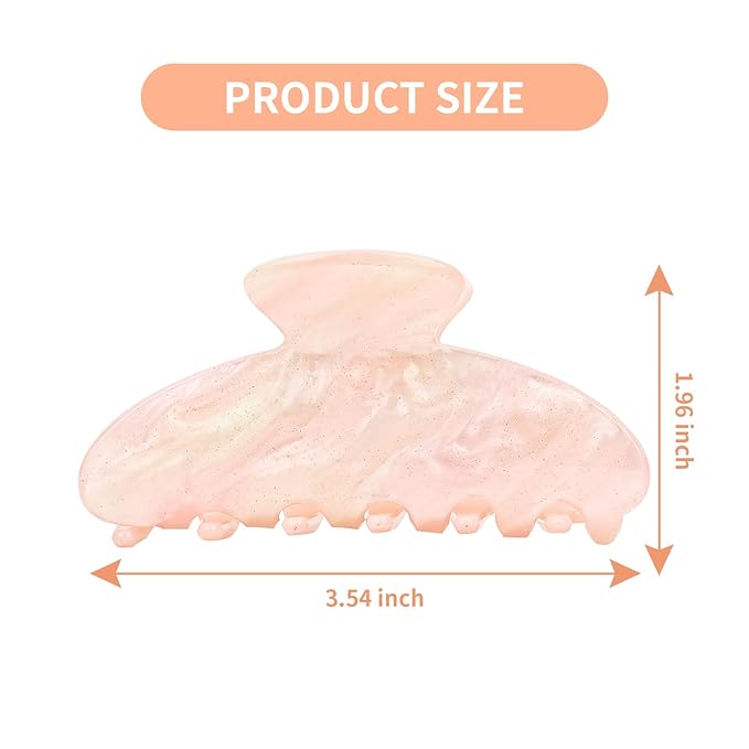 2 Pack Hair Claw Clips for Women Acrylic Claw Clips for Thick Hair Non-slip Clip for Hair Large Claws Hair Accessories for Women and Girls（White&Pink