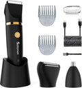Electric Groin Hair Trim Ball Trimmer for Men Body Shaver Below-The-Waist Groomer Nose Hair Trimmer Waterproof Cordless 3 in 1