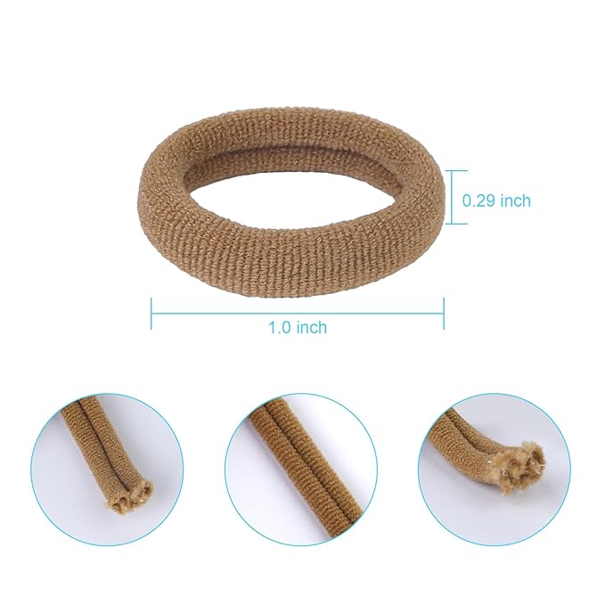 200PCS Girls Hair Ties for Toddler, Mini Kids Hair Ties for Baby Girl No Damage, Soft Small Hair Bands, Cotton Elastic Toddler Ponytail Holders No Pull, 1 Inch in Diameter, Brown, by BAOLI
