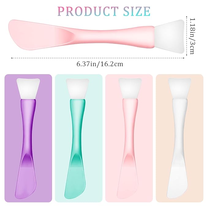 4PCS Face Mask Applicator, Silicone Face Mask Brush Applicator Reusable Double-Ended Mask Brush Facial Mask Brush Washable Face Mask Spatula Beauty Tools for Apply Cream Lotion Mud Clay Gel Foundation