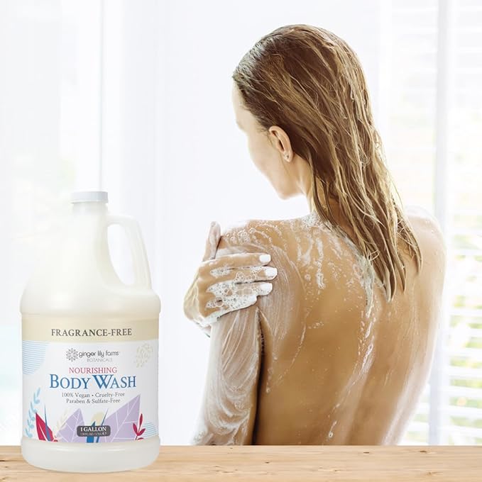 Ginger Lily Farms Botanicals Nourishing Body Wash, 100% Vegan & Cruelty-Free, Fragrance Free, 1 Gallon Refill (Pack of 4)