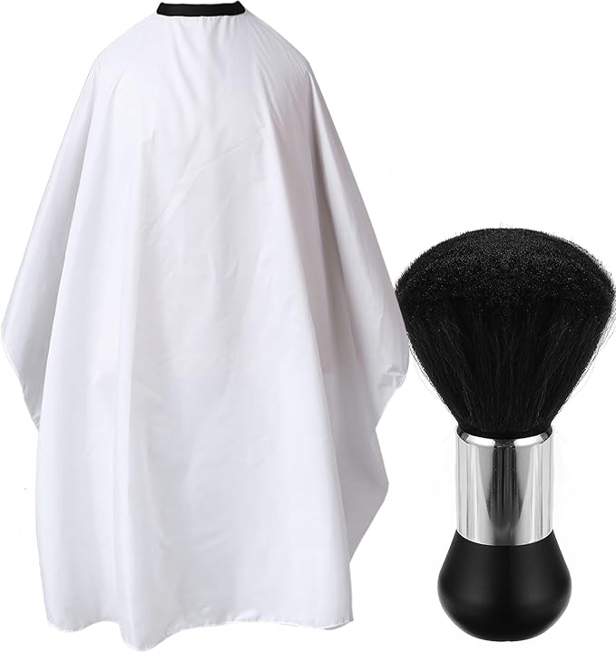 Professional Hair Cutting Cape with Neck Duster Brush, Salon Barber Cape, Hairdressing Accessories B
