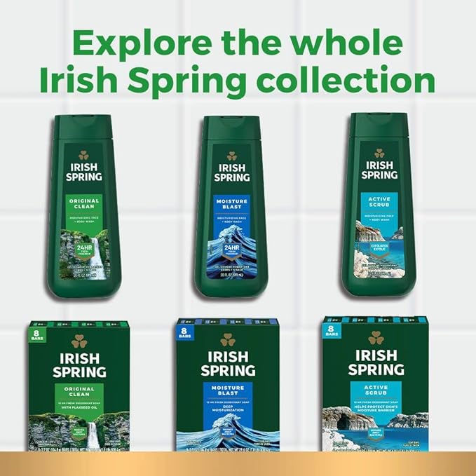 Irish Spring 5 in 1 Body Wash for Men | 24 Hour Freshness | For Body Face Hair | Biodegradable Ingredients | 30 Oz Pump 2-Pack