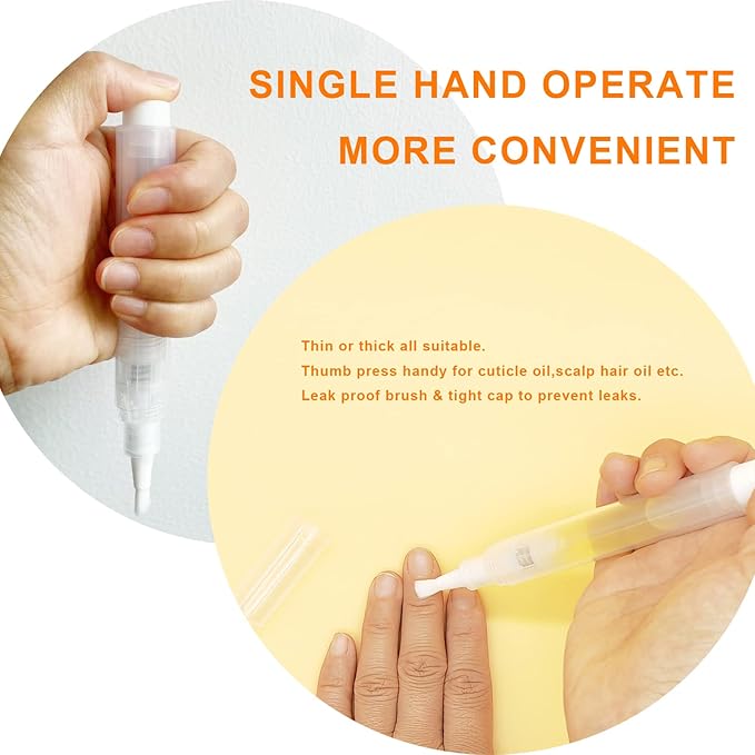 3-Pack 6ml Refillable Cuticle Oil Pens, Reusable Empty Nail Oil Pens Empty, Fillable Oil Applicator, Transparent Cosmetic Container (White)