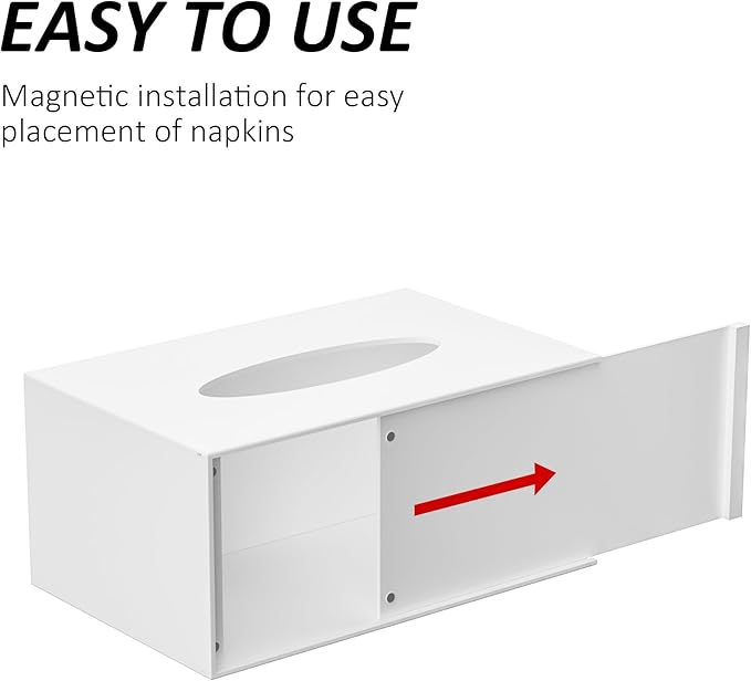 White Acrylic Tissue Box Cover Rectangular,Acrylic Tissue Dispenser with Storage Tray for Bathroom Kitchen Home Office(White, 9.85x4.5x6.3)