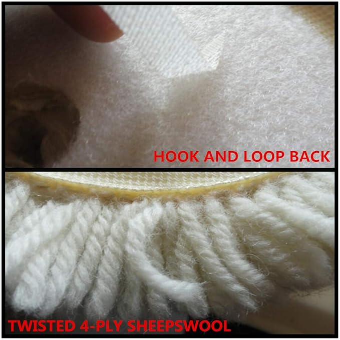 Wool Buffing Pad,2 Pack 7" Car Polishing Pad with Hook and Loop for Cleaning & Cutting,Polishing,100% Wool Sheepskin Material,Durable and Soft