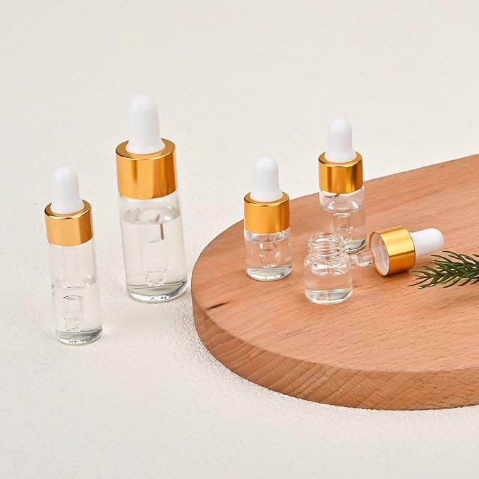 20 Pack Mini Dropper Bottle for Cuticle Oil, 3ml Small Sample Essential Oil Dropper Bottles for Travel, Clear Empty Vails for Cosmetic Perfume