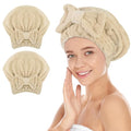 SUNLAND Large Microfiber Hair Drying Caps with Bow Knot Fast Drying Shower Cap Soft and Absorbent hairWrap Hair Turban Bath Caps for Curly Thick and Wet Hair