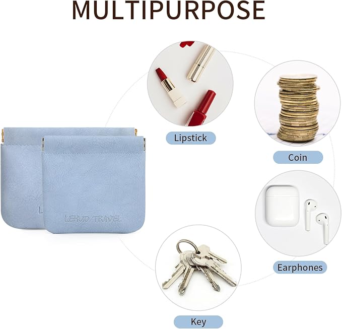 RIGHT AWAY 2 PCS Small Makeup Bag for Purse,Mini Cosmetic Organizer Make Up Bag for Women,Squeeze Coin Purse Pouch,Portable Tiny Makeup Pouches for Cosmetic Accessories,Lipstick, Jewelry, Card, Coins