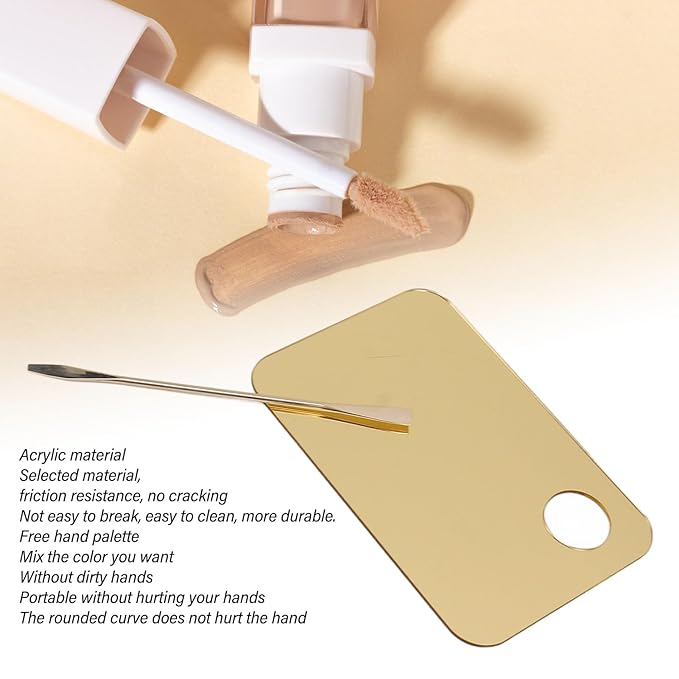 Gold Makeup Mixing Palette Acrylic Palette with Spatula for Mixing Makeup Cream Nail Art