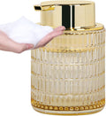Foaming Soap Dispenser, Amber Glass Foam Soap Dispenser for Bathroom and Kitchen, 10 Oz Refillable Foaming Pump Bottle with Large Pump, Ribbed Bottle Container Decor