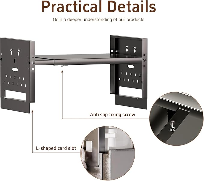 Adjustable Top Storage Shelf for Refrigerator or Washer, Dryer Countertop, Expandable Storage Shelves for Kitchen, Laundry Room and Dorm Room (Gray)