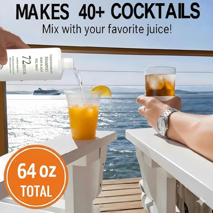 Leak-Proof Empty Shampoo Containers Bottles for Cruise: 64oz | Reusable Plastic Travel Bottles Funnels for Cruise Ships,Travel,Events, Concerts, Beach