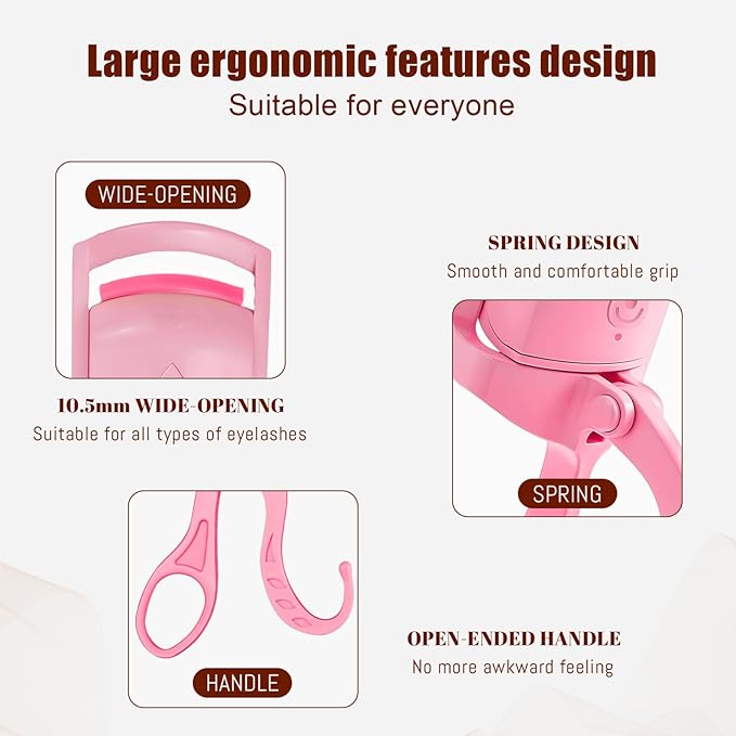 Heated Eyelash Curler Fast Heat Up in 5s - C-Shaped Rechargeable Electric Eyelash Curler for 24H Long Lasting Curls - Safe Anti-Burn Lash Curler Elevate Your Beauty with Stunning Lashes