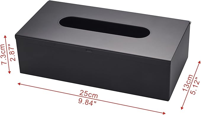 JunSun Rectangular Tissue Box Cover Tissue Box Holder Napkin Holder Tissue Storage Box Facial Tissue Holder Decorative Holder For Bathroom Bedroom Nightstand Office Dresser-Stainless Steel Matte Black
