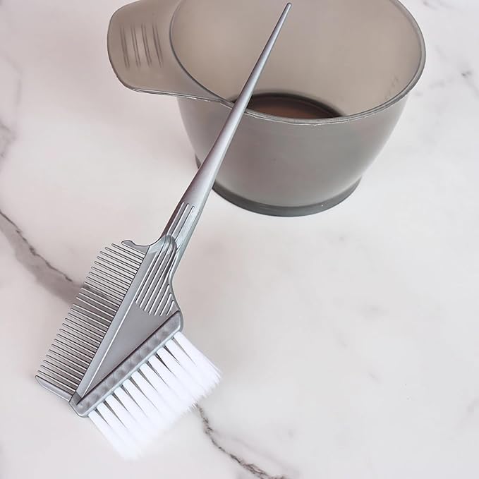 GRIMSON 2-in-1 Hair Color Brush Set - Professional Dual-Sided Coloring Brush & Comb for Salon & Home Use - Even Application for Highlights, Root Touch-Ups & Full Color (3-Piece Set)