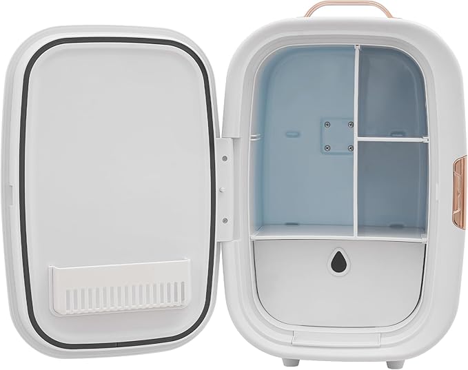 12L Mini Skincare Fridge, Compact Cosmetic Fridge with Cooling & Heating White Portable Beauty Fridges with Partition Boards and Handle for Bedroom Dorm Office (White)