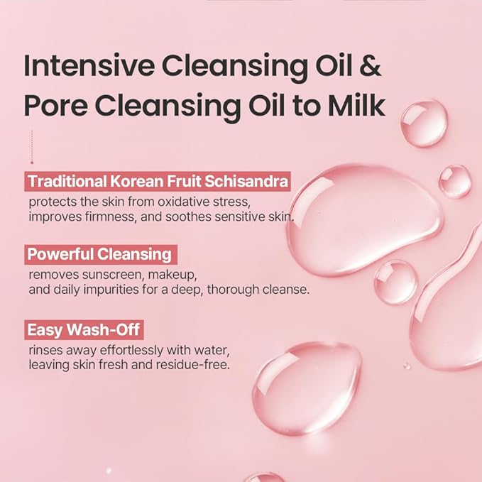 AVEA Intensive Cleansing Oil | Traditional Korean Schisandra Seed Oil | Six Plant-Based Oils | Powerful Cleansing for Waterproof Makeup | Rich, Hydrating Texture | 3.38 fl oz / 100ml