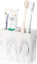 Diatomite Toothbrush Holder 2 Slots Tooth Brush Holder for Bathroom, Kids Electric Toothbrush and Toothpaste Organizer for Countertop, Shower, Vanity, Marble White