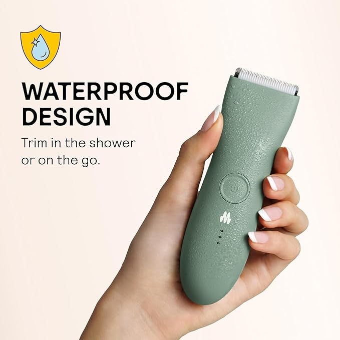 MERIDIAN The Trimmer Premium - Body Hair Trimmer & Electric Shaver for Men and Women for Pubic Hair, Chest, Legs & Bikini Line, Waterproof & Rechargeable, Sage