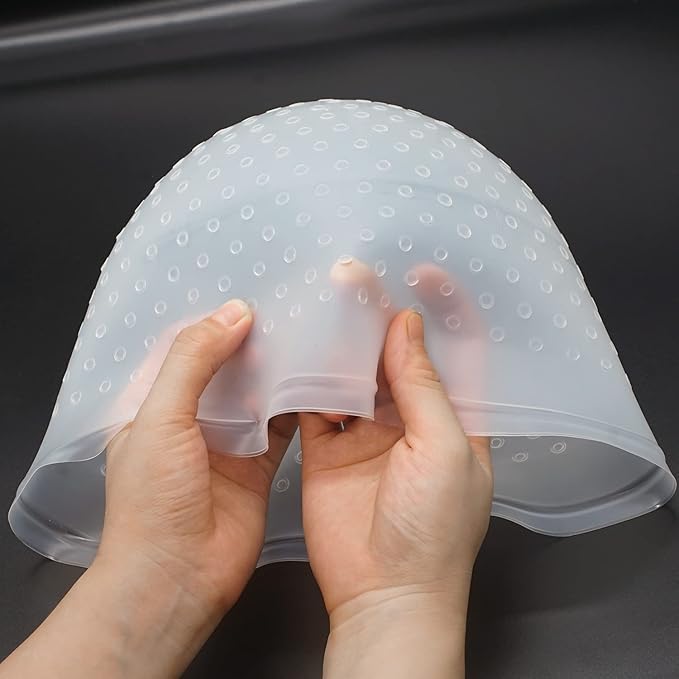 Pre Holes Highlighting Cap Reusable Bleaching Silicone Hair Highlight Cap with Hook Thick Hair Cap for Highlights DIY Dyeing Color
