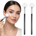2PCS Highlighter Brush Fan Brush for Face Highlighting, Buffing and Blending With Powder Cream, Professional Blush Brush, Blusher Highlighter Applicator, Soft Vegan Synthetic Makeup Tool