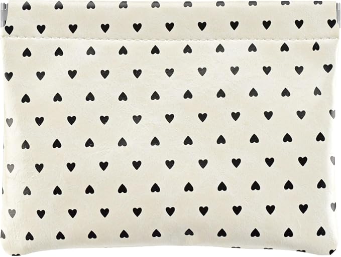 Hearts Leather Makeup Pouch Set for Women Small Make Up Bag for Purse Waterproof Initial Makeup Cosmetic Bags Pouches for Purse Aesthetic Travel Toiletry Bag,Heart White