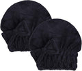 HOPESHINE Microfiber Hair Towel Cap for Women Wet Short or Long Curly Hair Super Absorbent Quick Dry Turbans Anti Frizz Great Gift for Women and Girls Black 2-Pack