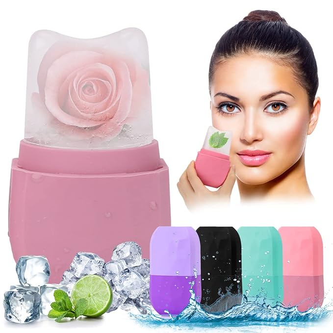 Ice Roller for Face and Eye, Upgraded Ice Face Roller Facial Beauty Ice Roller Skin Care Tools, Ice Facial Roller Gua Sha Face Massage, Silicone Ice Mould for Face Beauty Remove Fine Lines (Blue)