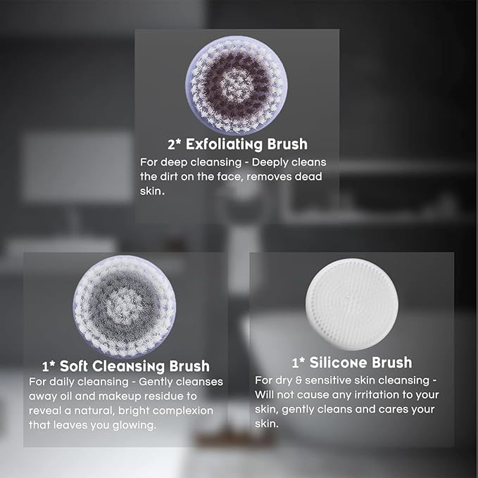 4 Replacement Brush Heads for Model Ga-7266P Facial Cleansing Brush Deep Pore Cleansing Gentle Exfoliating & Remove Blackhead Acne Exfoliating Soft Head Set