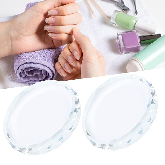 Nail Art Palette, 2PCS Nail Polish Mixing Plate, Nail Art Painting Color Toning Glass Board for Makeup Pallet Display Cosmetic Mixing Tools
