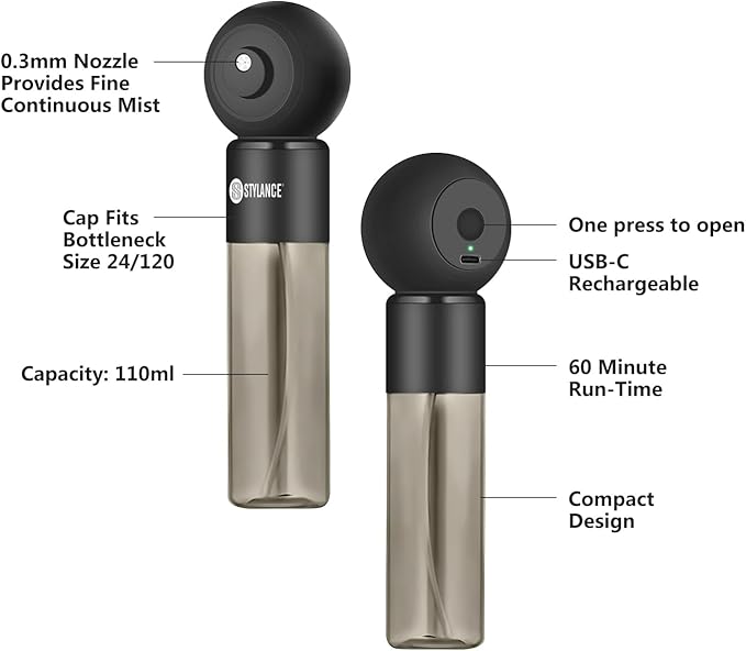 Cordless Mini Nano Mister, Handheld Portable Facial Mist Sprayer,Type-C Rechargeable for Barbers, Salon, Home Use,120ML Visual Water Tank
