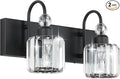 Ralbay Modern Vanity Lights - 2-Light Black Crystal Bathroom Wall Fixtures