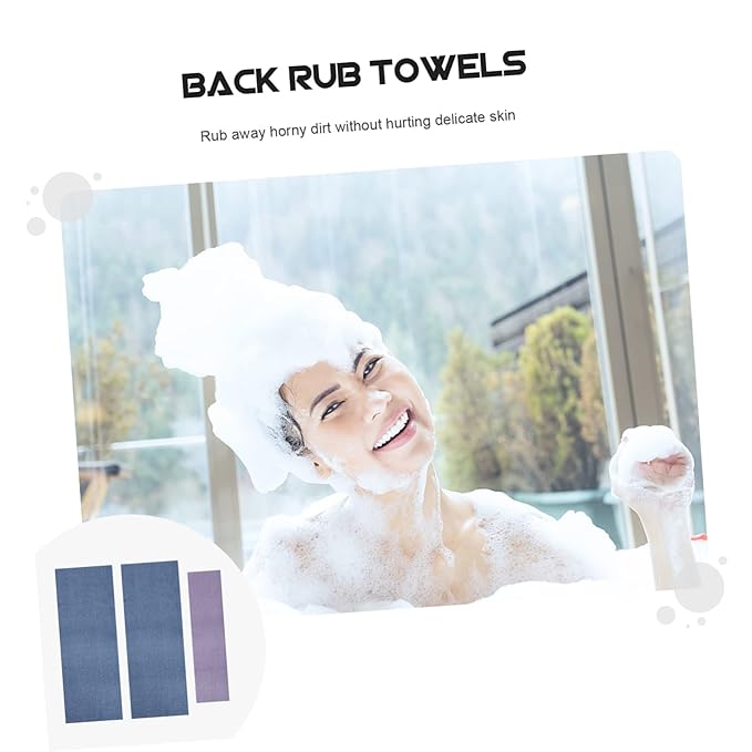 9pcs Comfortable Back Pulling Bath Towels Long Straps Shower Towels Fuzzy Hand Exfoliating Wash Massage