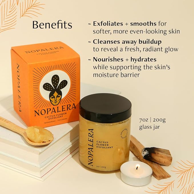 Nopalera Cactus Body Polish, Tangerine, 3-in-1 Clean Beauty, Oil Cleanser, Exfoliant and Body Moisturizer with Cactus Oil, Dermatologist-Tested, 6 oz