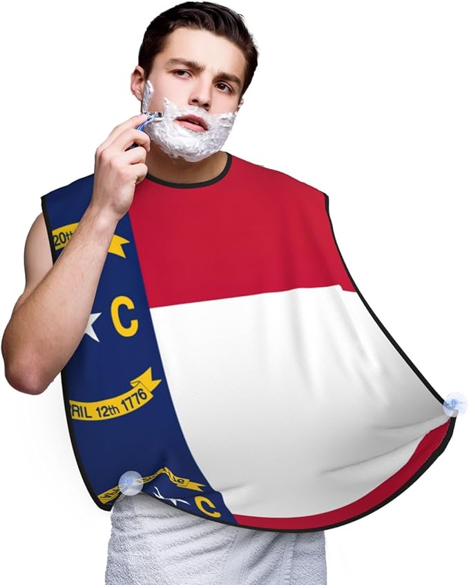 North Carolina State Flag Print Beard Bib Apron For Men, Beard Hair Catcher For Men Shaving Trimming,Beard Cape Cloth