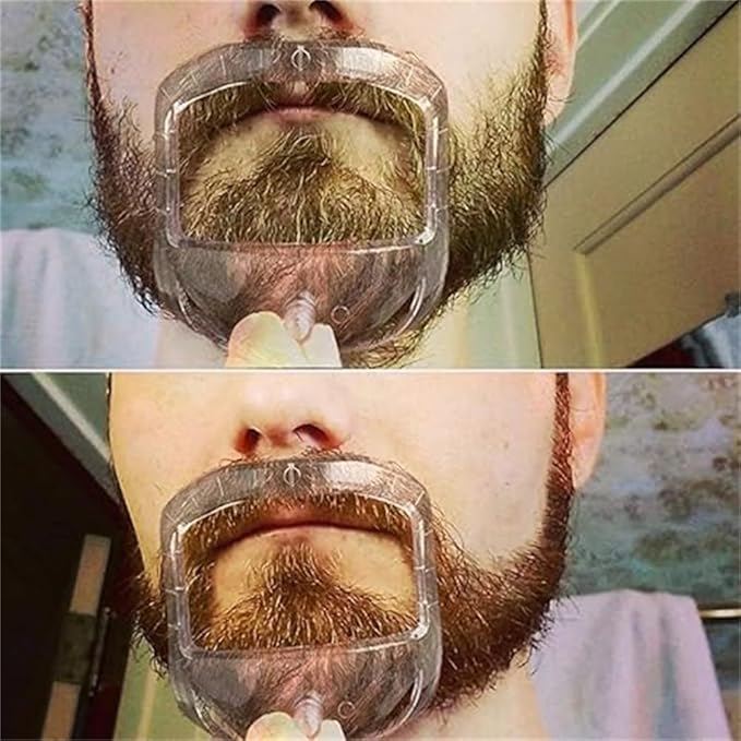 Beard Shaper Goatee Mustache Grooming Tool Face Hair Styling Template for Man - Transparent - 5 PCS/Set (Transparent)