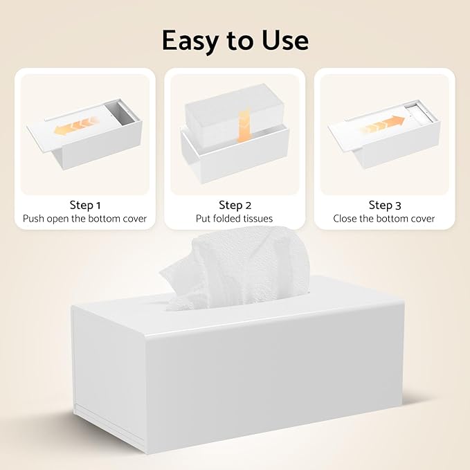 HIIMIEI Tissue Box Cover, Acrylic Tissue Holder Napkin Dispenser for Home Office Restaurant Desk Decor, White Rectangular 9.8x5.1x4.5''