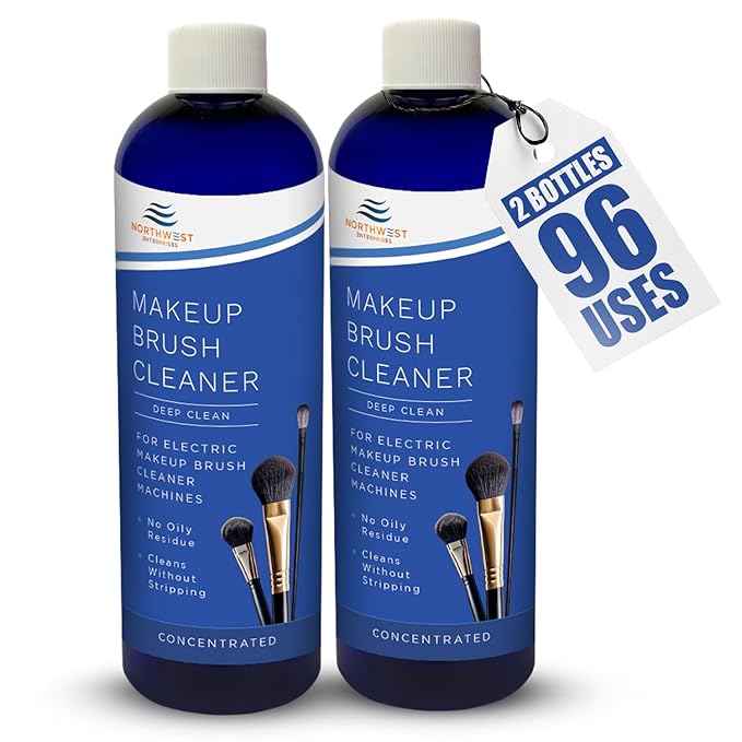 NORTHWEST ENTERPRISES Makeup Brush Cleaner Solution for Electric Makeup Brush Cleaner Machines - Professional Grade (16 ounces)