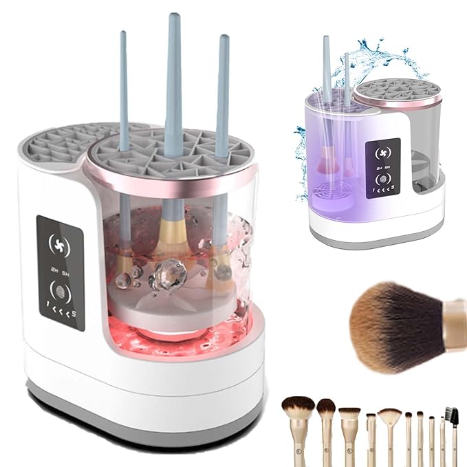 Electric Makeup Brush Cleaner Machine with Dryer and Holder, Automatic Makeup Brush Cleaning Machine, 3 IN 1 USB Cosmetic Beauty Makeup Brushes Tool Washer for All Size Makeup Brushes